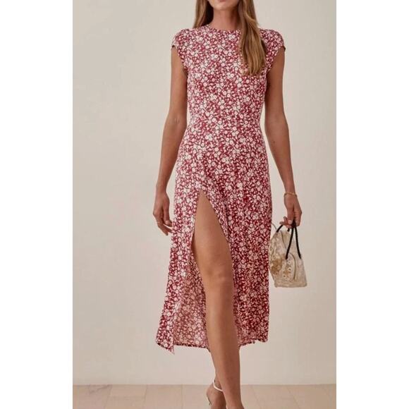 Reformation 2 Gavin Floral Midi Dress Grenadine - Picture 1 of 7